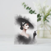 Mysterious 1940's Female Portrait Art Postkarte (Stehend Vorderseite)