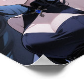  Mysterious anime girl with blue eyes Poster (Ecke)