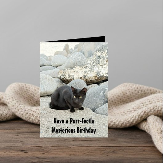 Mysterious black birthday cat karte