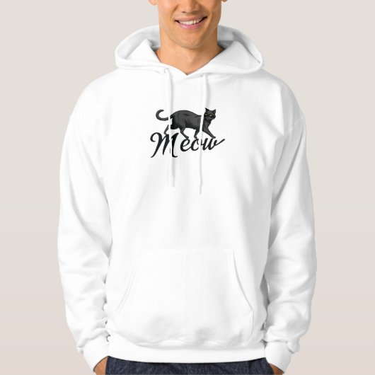 Mysterious Black Cat with Yellow Eyes - Meow Desig Hoodie (Vorderseite)