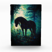 Mysterious Black Horse in Forest Fotoblock (Vorderseite)