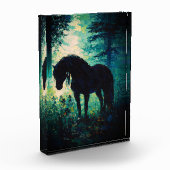 Mysterious Black Horse in Forest Fotoblock (Links)