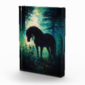 Mysterious Black Horse in Forest Fotoblock (Rechts)