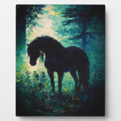 Mysterious Black Horse in Forest  Fotoplatte (Vorderseite)