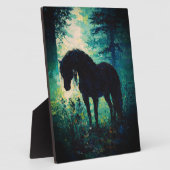 Mysterious Black Horse in Forest  Fotoplatte (Seite)