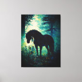 Mysterious Black Horse in Forest  Leinwanddruck (Vorderseite)
