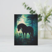 Mysterious Black Horse in Forest  Postkarte (Stehend Vorderseite)