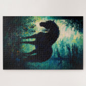 Mysterious Black Horse in Forest Puzzle (Horizontal)