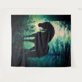 Mysterious Black Horse in Forest Wandteppich (Vorderseite (Horizontal))