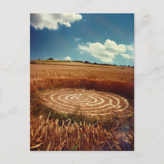 Mysterious Crop Circle in Golden Wheat Field Postkarte