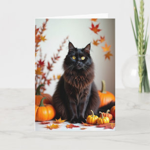 Mysterious Dark Cat Halloween-Karte Karte