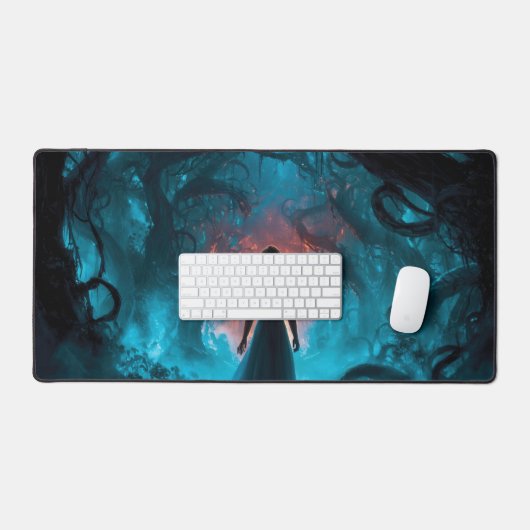 Mysterious Dreamlike Enchanted Dark Magical.Forest Schreibtischunterlage (Tastatur & Maus)