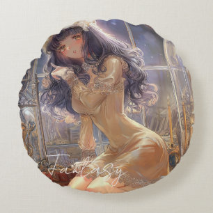Mysterious Fantasy Girl - Gothic Art Ästhetik Rundes Kissen