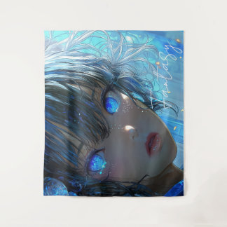 Mysterious Fantasy Girl - Ozean-Kunstästhetik Wandteppich