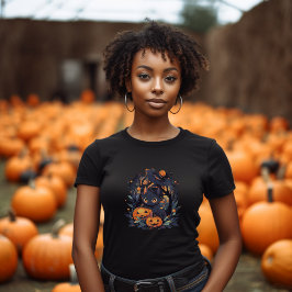 "Mysterious Feline" Anime Black Cat Halloween T-Shirt