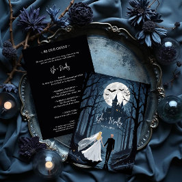 Mysterious Forest Wedding Couple Haunted Castle Einladung