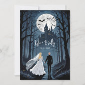 Mysterious Forest Wedding Couple Haunted Castle Einladung (Vorderseite)