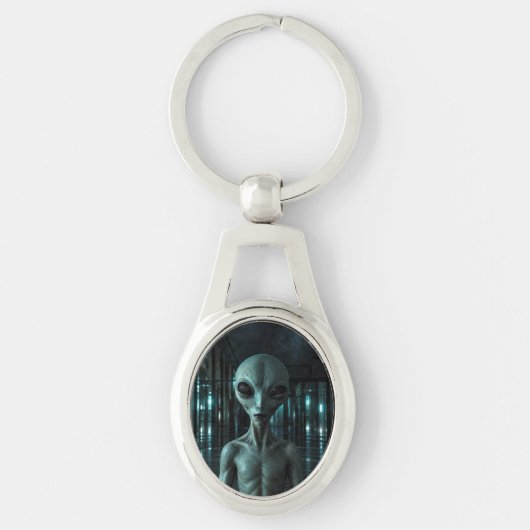 Mysterious Grey Alien Schlüsselanhänger (Vorderseite)