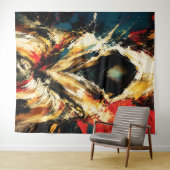 Mysterious Hooded Figure – Bold Abstract Wandteppich (Beispiel (Horizontal))