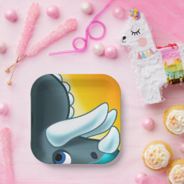 MYSTERIOUS HORNED DINOSAUR von Jeff Willis Art Pappteller