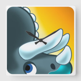 MYSTERIOUS HORNED DINOSAUR von Jeff Willis Art Quadratische Wanduhr
