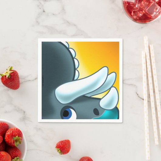 MYSTERIOUS HORNED DINOSAUR von Jeff Willis Art Serviette (Beispiel)