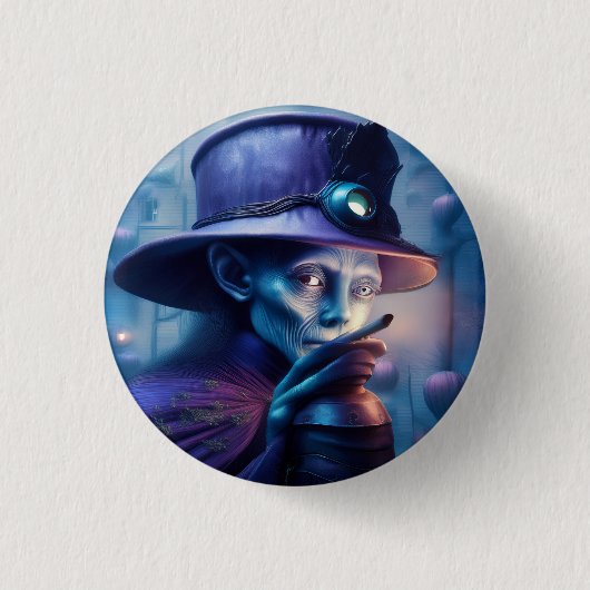 Mysterious Lady Pointing Finger At You Button (Vorderseite)