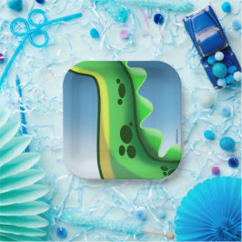 MYSTERIOUS LONG NECK DINOSAUR von Jeff Willis Art Pappteller