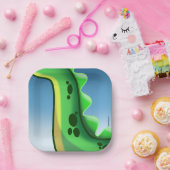 MYSTERIOUS LONG NECK DINOSAUR von Jeff Willis Art Pappteller (Party)