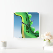 MYSTERIOUS LONG NECK DINOSAUR von Jeff Willis Art Quadratische Wanduhr (Zuhause)