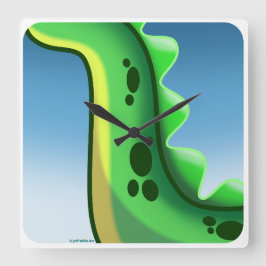 MYSTERIOUS LONG NECK DINOSAUR von Jeff Willis Art Quadratische Wanduhr