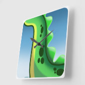 MYSTERIOUS LONG NECK DINOSAUR von Jeff Willis Art Quadratische Wanduhr (Winkel)