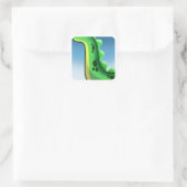 MYSTERIOUS LONG NECK DINOSAUR von Jeff Willis Art Quadratischer Aufkleber (Tasche)