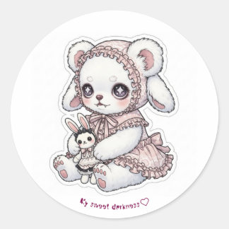 Mysterious Pastel Goth - Antique Sweet Lolita Bear Runder Aufkleber