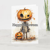 Mysterious Pumpkin Happy Halloween Karte (Vorderseite)