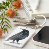 Mysterious Raven Illustration Schlüsselanhänger (Vorderseite rechts)
