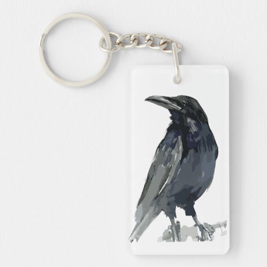 Mysterious Raven Illustration Schlüsselanhänger (Vorderseite)
