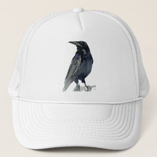 Mysterious Raven Illustration Truckerkappe (Vorderseite)