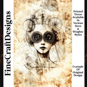 Mysterious Vintage Steampunk Dame N5 Decoupage Seidenpapier