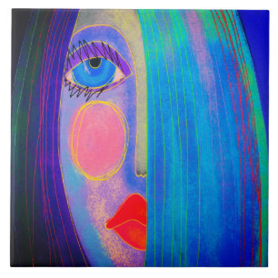 Mysterium Abstrakte Digitale Malerei einer Frau Fliese