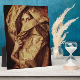 Mysterium Frau in Papier gehüllt Fotoplatte