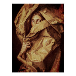 Mysterium Frau in Papier gehüllt Poster