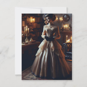 Mysteröse elegante Frau im viktorianischen Stil Postkarte