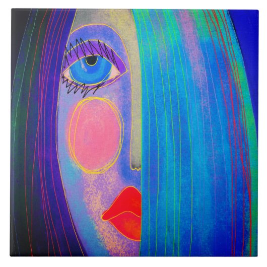 Mystery Abstrakte digitale Malerei einer Frau Fliese (Vorderseite)