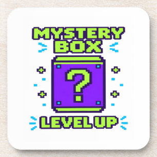 Mystery Box Level Up Retro 8 Bit Pixel Gamer T-Shi Getränkeuntersetzer