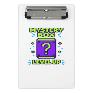 Mystery Box Level Up Retro 8 Bit Pixel Gamer T-Shi Mini Klemmbrett