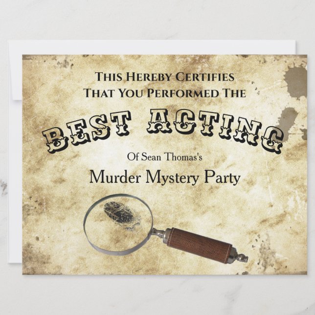 Mystery Certificate - Birthday Mord (Vorderseite)