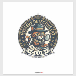 Mystery Detective Cat Cat Grafik T-Shirt Kunst - M Aufkleber