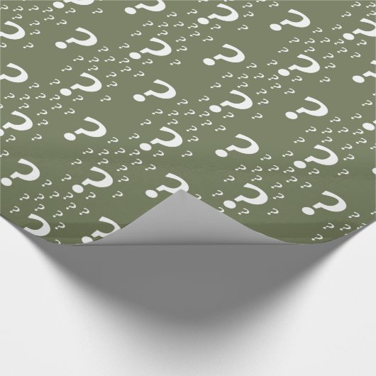Mystery-Fragezeichen Rätsel olivgrün Geschenkpapier (Ecke)