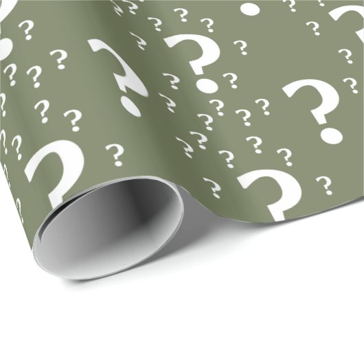 Mystery-Fragezeichen Rätsel olivgrün Geschenkpapier (Rolleneckpunkt)